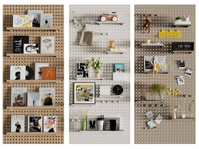 现代洞洞眼墙面收纳架、墙饰挂件