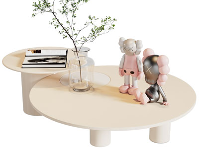 侘寂风圆形茶几3d模型 侘寂风圆形茶几