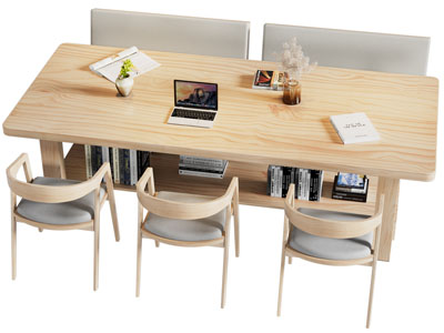 现代实木书桌椅组合3d模型 现代实木书桌椅组合