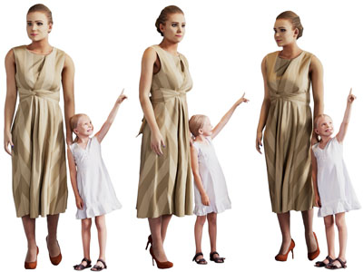 穿裙子的妈妈和孩子、女人、女孩人物