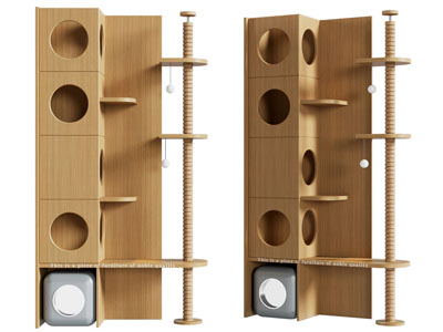 现代实木猫爬架、宠物玩具