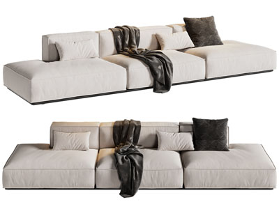 现代布艺多人沙发