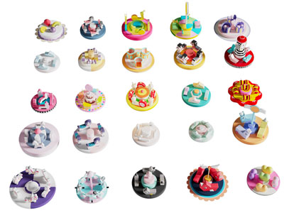 现代儿童电动玩具、旋转木马电子游乐设备3d模型 现代儿童电动玩具、旋转木马电子游乐设备