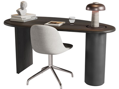 现代书桌椅组合3d模型 现代书桌椅组合