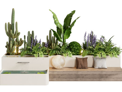 现代户外花坛景观盆栽公共座椅