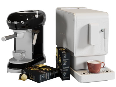 现代咖啡机、咖啡饮料3d模型 现代咖啡机、咖啡饮料