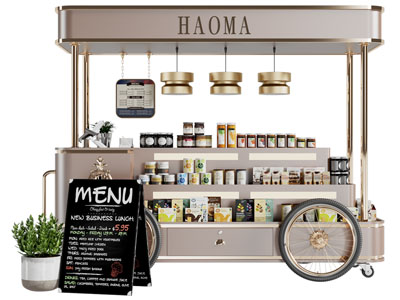 现代轻奢饮料、咖啡、奶茶售卖车3d模型 现代轻奢饮料、咖啡、奶茶售卖车