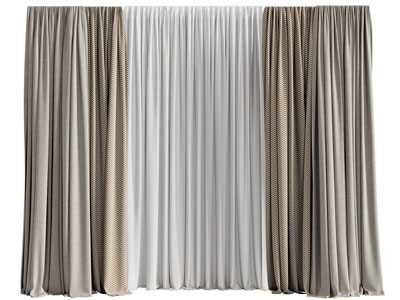 现代窗帘窗纱3d模型 现代窗帘窗纱