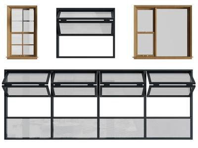现代上折叠、平开窗户