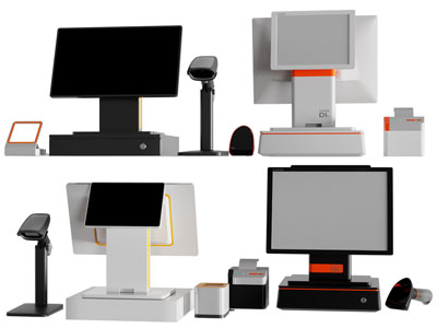 现代柜台收银机、扫码器3d模型 现代柜台收银机、扫码器