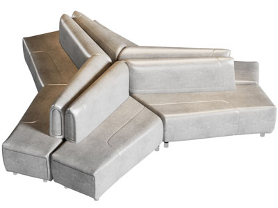 现代公共拼接多人沙发