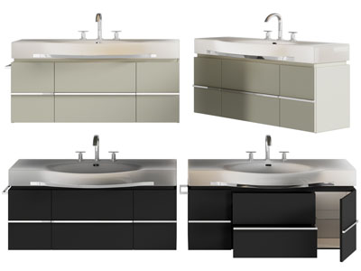 现代带收纳柜的洗手台