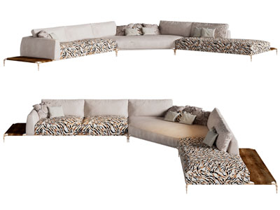 现代转角多人沙发