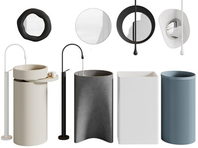 现代立式洗手台、洗手盆