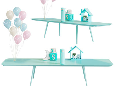 现代茶几、摆件组合3d模型 现代茶几、摆件组合