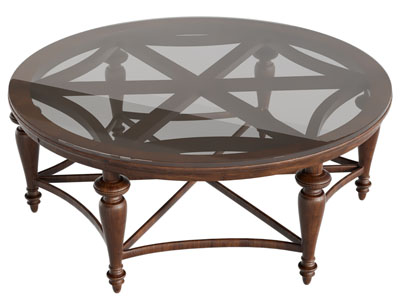 美式圆形玻璃台面茶几3d模型 美式圆形玻璃台面茶几