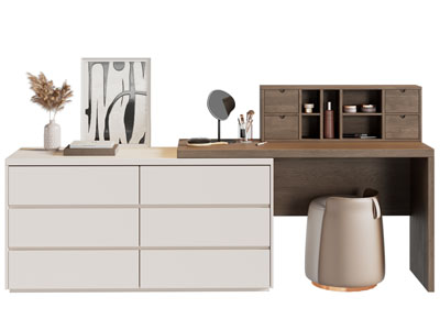 现代化妆 梳妆台 斗柜组合3d模型 现代化妆 梳妆台 斗柜组合