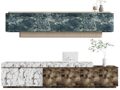 新中式前台接待台3d模型 新中式前台接待台