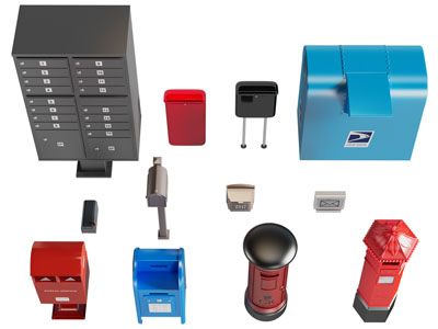 现代中古风金属邮筒 邮箱3d模型 现代中古风金属邮筒 邮箱