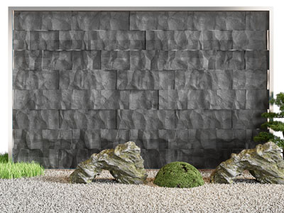 新中式文化石景墙 假山景观园艺小品