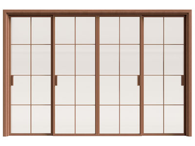 现代实木边框推拉门