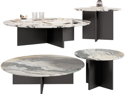 现代大理石圆形茶几 角几3d模型 现代大理石圆形茶几 角几