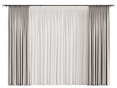 现代布艺窗帘窗纱3d模型 现代布艺窗帘窗纱