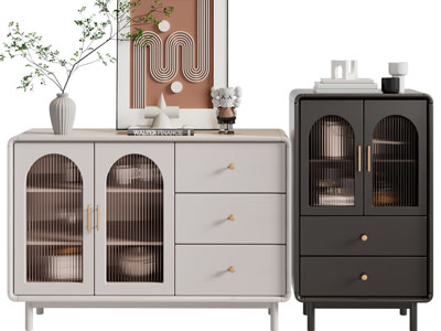 现代玻璃柜门的餐边柜 玄关柜