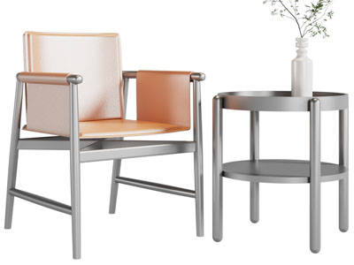 新中式休闲椅子 边几