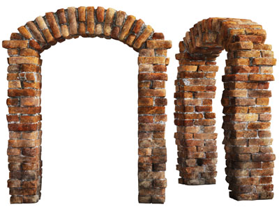 现代破旧砖墙门洞 门拱3d模型 现代破旧砖墙门洞 门拱