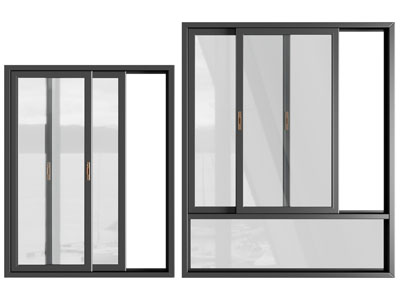 现代金属边框的推拉窗户