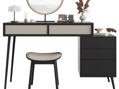 侘寂风化妆 梳妆台 凳子3d模型 侘寂风化妆 梳妆台 凳子