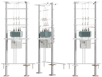 现代电线杆 变压器 变电站3d模型 现代电线杆 变压器 变电站
