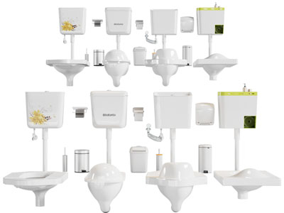 现代抽水马桶 蹲便池