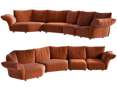 现代布艺多人沙发