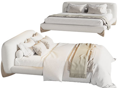 侘寂风布艺双人床