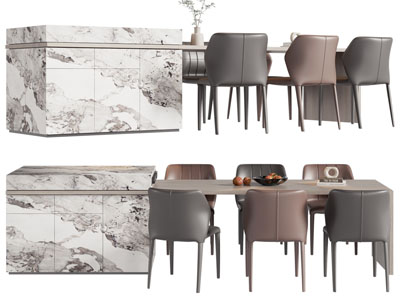 现代带吧台的餐桌椅组合3d模型 现代带吧台的餐桌椅组合