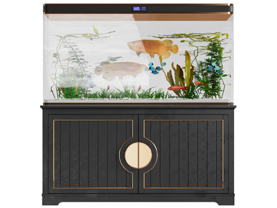 新中式带收纳柜的鱼缸水族
