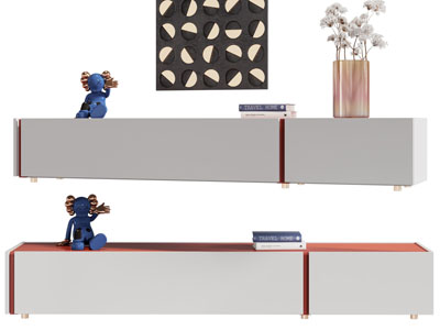 现代长方形电视柜 摆件组合