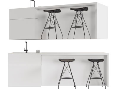 现代水吧台吧凳3d模型 现代水吧台吧凳