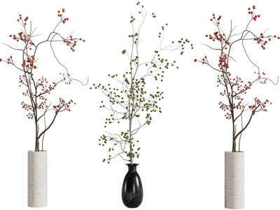 新中式柱形花瓶花卉