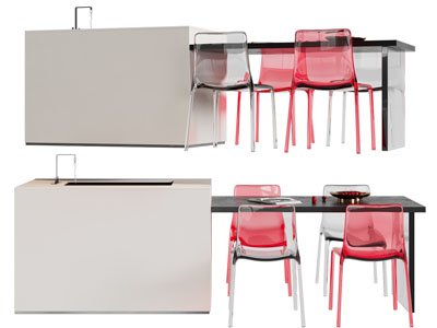 现代吧台餐桌椅组合3d模型 现代吧台餐桌椅组合