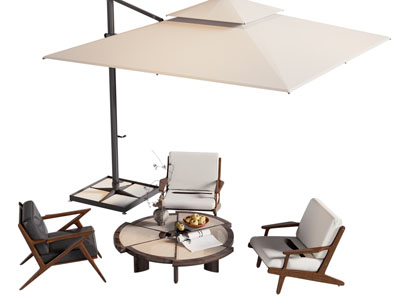 侘寂风遮阳伞 休闲桌椅组合3d模型 侘寂风遮阳伞 休闲桌椅组合