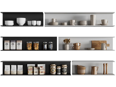 现代墙面碗碟杯子收纳架