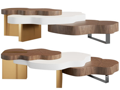 侘寂风不规则异形茶几3d模型 侘寂风不规则异形茶几