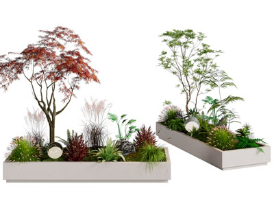 现代户外花坛树木、花草植物景观园艺小品