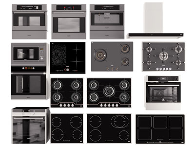 现代天然气灶、烤箱、电磁炉厨房电器3d模型 现代天然气灶、烤箱、电磁炉厨房电器