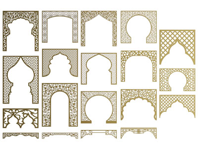 新中式隔断、门拱3d模型 新中式隔断、门拱