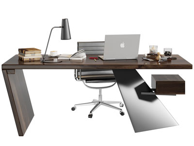 现代老板台、老板桌椅组合3d模型 现代老板台、老板桌椅组合