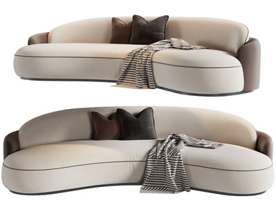 现代弧形多人沙发